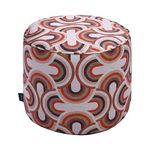 Loft 25 Printed Round Bean Bag Footstool | Indoor Living Room Portable Soft Foot Rest | Lightweight & Comfy Relaxing Pouffe Seat | Moroccan Style Durable Beanbag Leg Rest (Geo Waves)