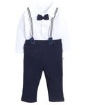 BUMZEE Navy & White Boys Full Sleeves Shirt Pant Set With Suspender & Cap Age - 18-24 Months (Peb8583E-nbl.wht)