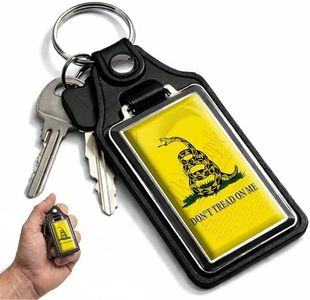 Brotherhood Patriotic Yellow Don't Tread On Me Rattle Snake Snek Flag Faux Leather Keychain Key Holder Faux Leather Key Ring For Men Heavy Duty Car Keyring For Men and Women