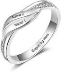 Personalised Promise Rings for Women Sterling Silver Spiral Twist Ring Custom Engraved Band Ring Gift Engagement Rings for Her
