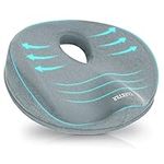 SAHEYER Donut Pillow for Tailbone Pain Relief and Hemorrhoids, Memory Foam Donut Cushion for Sciatica Nerve, Seat Cushion Butt Pillow for Men Women at Home Office Chair Car Long Sitting Comfort, Gray