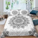 Mandala Bedding Set Bohemian Comforter Cover Ethnic Indian Duvet Cover Set For Kids Boys Girls Exotic Tribal Sketch Boho Bedspreads Cover With 2 Pillow Cases Double Size White Black …