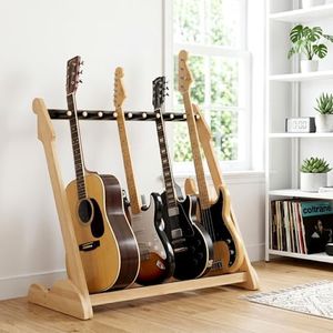 Bamboo Guitar Rack for Multiple Guitars, Adjustable Guitar Stand(Natural-B)