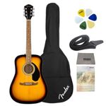 Fender FA-125 Dreadnought Acoustic Guitar with Gig-Bag, Polishing Cloth, Strap, Picks & E-Book - Sunburst