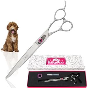 Kenchii Dog Grooming Scissors | 8 Inch Shears | Curved Scissors for Dog Grooming | Love Collection Dog Shears | Pet Grooming Accessories | Pet Hair Trimming Scissor
