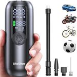 Bike Pump Bicycle Pump, Tire Inflator Portable Air Compressor for Car, Max 150PSI/10.3 Bar, Auto Shut-Off Air Pump with Presta & Schrader & Dunlop Valve