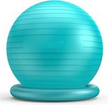 Leosportz Gym Ball Yoga with Tube - Anti Burst Exerciser Ball for Yoga and Office Chair Ball | Exerciser and Chair Sit Ball for Pregnant Women Weight Lose (55 cm, Blue Gym Ball + Tube)