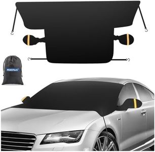 PEMOTech Windshield Cover for Ice and Snow, Thickened 600D Oxford Fabric Windproof Winter Frost and Ice with Side Mirror Covers, Windshield Snow Cover Includes Anti-Theft Straps for Cars Trucks SUV