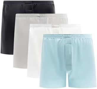 VISSAY Stretch Satin Boxers for Men Silk Feeling Boxer Shorts Breathable Loose Men's Underwear for Sleep 4 Pack (xl)