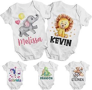 Generic Personalized Baby Onesie Gift for Girl/Boy w/Name - Customized Funny Babies Bodysuit/Clothes - Custom Infant White Romper Shower Christmas Gifts C1, Newborn, 6M, 12M, 18M, 24M