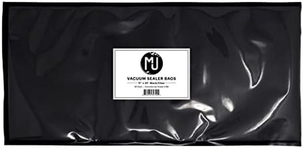 MJ Commercial-Grade Vacuum Sealer Bags for Food Storage, Sous Vide | 50 Pack (11" x 24" 5 Mil, Black and Clear)