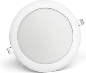 Bright Source LED Round Panel Downlight, 20w Slimline Recessed Ceiling Spotlight, Self Test Emergency & TRIAC Dimmable, 1600lm, 3CCT Adjustable Colour Temperature 3000K 4000K 6000K, IP20, 223mm Cutout