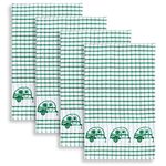 Cackleberry Home Retro Camper Windowpane Check Cotton Terrycloth Kitchen Towels, Set of 4 (Green)