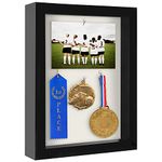 Americanflat 8.5x11 Black Shadow Box Frame with Soft Linen Back | Shatter-Resistant Glass. Hanging Hardware Included!