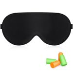 Gritin Silk Sleep Mask, Eye Mask for Sleeping, Light-Blackout Design Ultra Soft & Comfortable, 100% Natural Silk Sleeping Eye Blinder with Adjustable Strap and Ear Plug for Men&Women/Travel Essentials