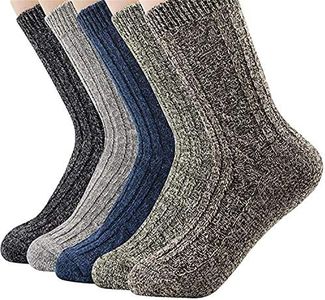 Century Star Womens Athletic Sports Knit Pattern Winter Wool Socks Crew Cut Cashmere Retro Warm Soft Socks 5 Pairs Solid Color 02 One Size
