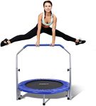 SereneLife Portable & Foldable Trampoline - 40" in-Home Mini Rebounder with Adjustable Handrail, Fitness Body Exercise - SLSPT409