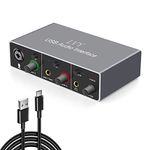 LVY 2In-2Out USB Audio Interface (Resolution 24Bit/96kHz) 48V Phantom Power for Recording Podcasting and Streaming (Grey)