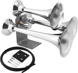 Vixen Horns Train Horn for Truck/Car. 3 Air Horn Chrome Plated Heavy Duty Trumpets. Super Loud dB. Fits 12v Vehicles Like Semi/Pickup/Jeep/RV/SUV VXH3318