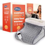 Silentnight Electric Foot Warmer for Cold Feet - Heated Foot Warmer with 3 Heat Settings, Super Soft Teddy Fleece Machine Washable Lining, and Overheat Protection - Warm Cosy Grey