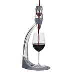 Vinturi Deluxe Essential Red Pourer and Decanter Tower Stand Set Easily and Conveniently Aerates Wine by The Bottle or Glass and Enhances Flavors with Smoother Finish, Gray