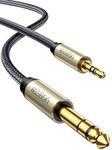 UGREEN 1/8 Inch to 1/4 Inch Cable 3.5mm Male to 6.35mm Male TRS Audio Cable Braided Stereo Jack Cord Aux Wire for Guitar, iPod, Amplifier, Mixer, Digital Keyboard, Home Theater Devices, Laptop, 6.5ft