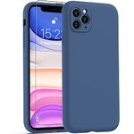 DEENAKIN iPhone 11 Pro Case with Screen Protector,Enhance Camera Protection,Soft Flexible Silicone Gel Rubber Bumper Cover,Slim Fit Shockproof Protective Phone Case for iPhone 11 Pro 5.8" Navy Blue