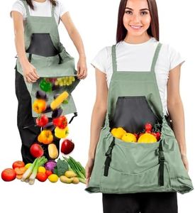 Elfzone Harvest Gardening Pockets Supplies Gardeners - Prick-Proof Harvesting Apron,Gardening Aprons with Pockets,with Pockets for Women & Men - Garden Apron 7 Pockets & Internal Drawstring Bag