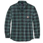 Carhartt Men's Long-Sleeved Shirt Flannel L/S Plaid Shirt, Sea Pine, L