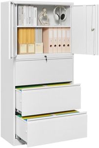SISESOL 3 Drawer Lateral File Cabinet with Lock,White Filing Storage Cabinet with Doors and Shelves,Locking Metal Storage Cabinets with Drawers for Home,Office,Garage,School,Fit A4/Letter/Legal File