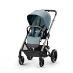 Cybex Balios S Lux 2 Stroller Front Facing or Parent Facing Seat with All-Terrain Wheels and Front Wheel Suspension, One-Pull Harness, One-Hand Fold, Extra Large Storage Basket - Taupe Frame and Sky Blue Seat