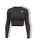 Sfytt Women's Long Sleeve Crop Workout Shirts Slim Fit Dry Fit Athletic Yoga Tops for Gym Running (Black-L)