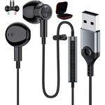 USB Earbuds with Microphone for PC, USB Headset with Mic for Computer Wired Earphones with Mute, Noise Isolating Work Office Gaming PC Headphones for Laptop HP Dell Lenovo Surface PS5 Switch, 7.5 Ft