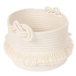 TIMEYARD Small Woven Storage Baskets Cotton Rope Decorative Hamper for Diaper, Blankets, Magazine and Keys, Cute Tassel Nursery Decor - Home Storage Container – 9.5'' x 7''