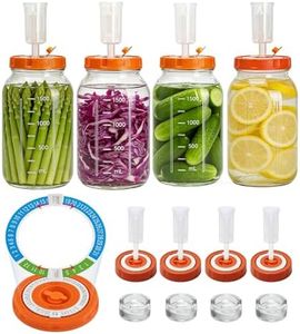 Fermentation Kit for Wide Mouth Mason Fermenting Jar, Hersolm 4 Glass Weights,4 Lids with Date Marker,4 Airlocks (No Jars) Complete Pickling Sauerkraut Kit