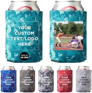 DISCOUNT PROMOS Custom Collapsible Beer Can Coolers 3mm Set of 10,50 or 100, Personalized Bulk Pack - Great for Beer, Soda, Other Beverages - Digital Teal
