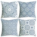 BCKAKQA Throw Pillow Covers Set of 4 Blue Grey Vintage Mandala Cushion Covers 60cm x 60cm Soft Polyester Square Decorative Throw Pillow Case for Living Room Sofa Couch Bed Pillowcases 24 x 24 inch