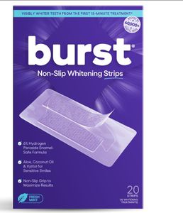 BURST Teeth Whitening Strip Kit - Sensitive Teeth Friendly - 10 Treatments with No-Slip Grip - White Strips Whiten with Visible Results in Just 15 Minutes - Mint + Coconut Whitening Strips