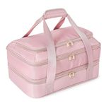 Prokva Insulated Casserole Carrier for Hot or Cold Food, Thermal Lasagna Lugger Tote to Keep Food Warm, Double Decker Food Warmer Bag Fits 9”x13” Baking Dish, Pink