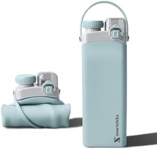 SmartstickX 20 OZ Collapsible Water Bottle with Straw - Leakproof, Portable, Soft Silicone, Lightweight, BPA Free, and Environmental Friendly (Sky Blue)
