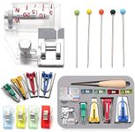 SagaSave Bias Tape Maker Kit 6MM/12MM/18MM/25MM 4 Sizes Generic Fabric Tape Maker Set with Sewing Clips,Sewing Pins and Binding Foot and awl Binding Sewing Tool for Craft Making