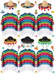 Funtery 12 Pcs Kids Mexican Poncho and Sombrero Set, Cinco De Mayo Mexican Fiesta Serape Poncho with Straw Sombrero Headbands Costume for Festive Party Celebrations Favor, As the Picture Shows, Kids