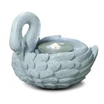 GEEZY Garden Water Feature LED Fountain Indoor/Outdoor Cascading Freestanding Polyresin Garden Statue Lights & Water Decoration (Swan Fountain)