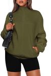 PRETTYGARDEN Women's 2024 Fall Fashion Full Zip Up Sweatshirt Long Sleeve Loose Fit Trendy Casual Jacket with Pockets (Army Green,Small)