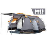 CampFeuer tent Super+ for 4 people | Grey/Black | Large tunnel tent | 2 entrances and awning | 3000 mm water resistance | Camping tent with porch | Family tent | Vents with mosquito nets