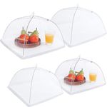 JULBEAR 4 Pcs Large and Tall Mesh Food Cover Tent Umbrella Food Screen Covers for Outside Pop-up Mesh Reusable Food Nets for Parties Picnics Outdoor BBQs Collapsible (2 Pcs 17"x17", 2 Pcs 14"x14")