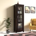 BAGARI ARTS Wood Book Shelf with Glass Door, Bookshelf for Home Library, Crockery Cabinet, Kitchen Crockery Cabinet Storage, Dining Room Furniture, Books Rack,Book Stand,BookCases,Shelves, Walnut