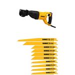 DEWALT DWE305 12 Amp Corded Reciprocating Saw with DW4898 Bi-Metal Reciprocating Saw Blade Set with Case, 10-Piece