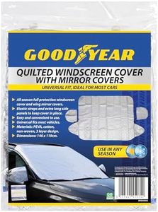 Goodyear Quilted Car Windscreen Cover | Wing Mirror Covers | Heavy Duty Windproof | Protect from Snow Frost Freezing Windshield | Universal Fit