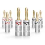 VCELINK Banana Plugs 24K Gold Plated, 4 Pairs, 4mm Closed Screw Speaker Connector for Speaker Cable 12-18 AWG, Home Cinema, Hi-Fi Audio, Stereo, Amplifier, AV Receiver and Wall Plate